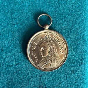 Vintage Gold Victoria Regina Medallion Pendant